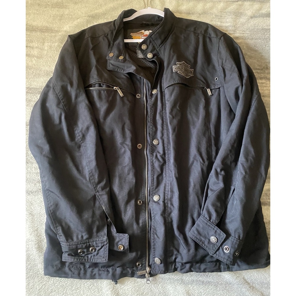 Vintage Y2K Harley Davidson Men's Nylon Riding Jacket 97075-03VM Black XL